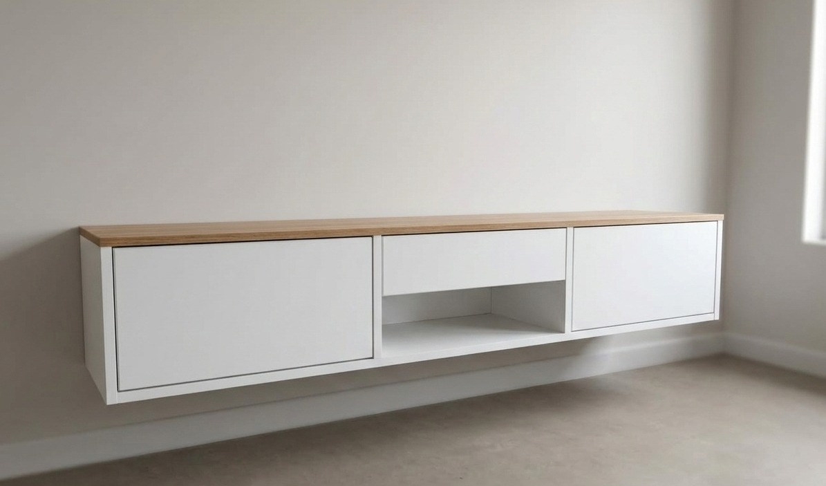 Centro de TV flotante moderno con cajón